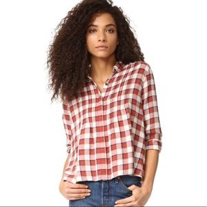 CURRENT/ELLIOTT The Lucy Tuck Blouse Plaid Button Front Size 1 (S/M)